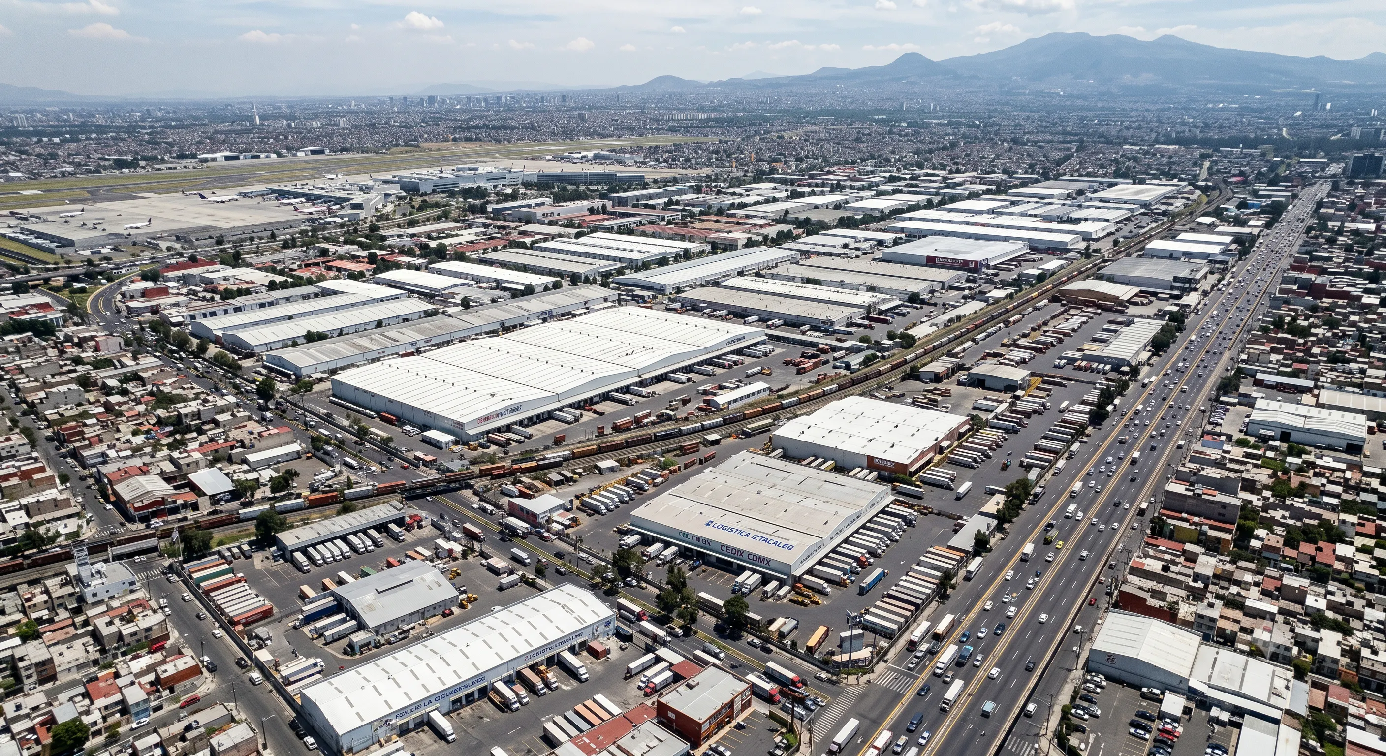 Corredor industrial Iztacalco-Aeropuerto en Ciudad de México, zona estratégica con bodegas en renta