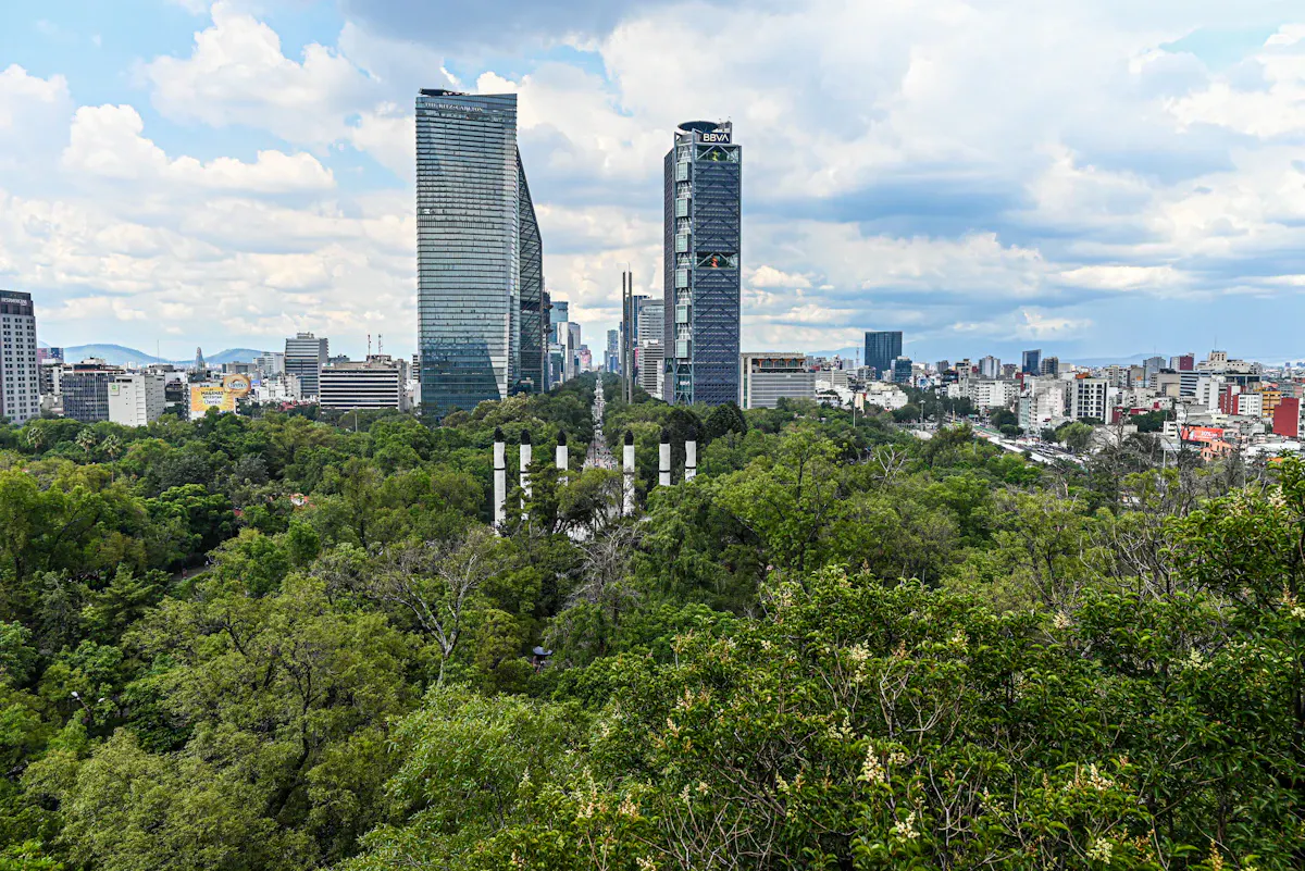 Paseo de la Reforma visto desde Chapultepec, el corredor de oficinas más importante de México