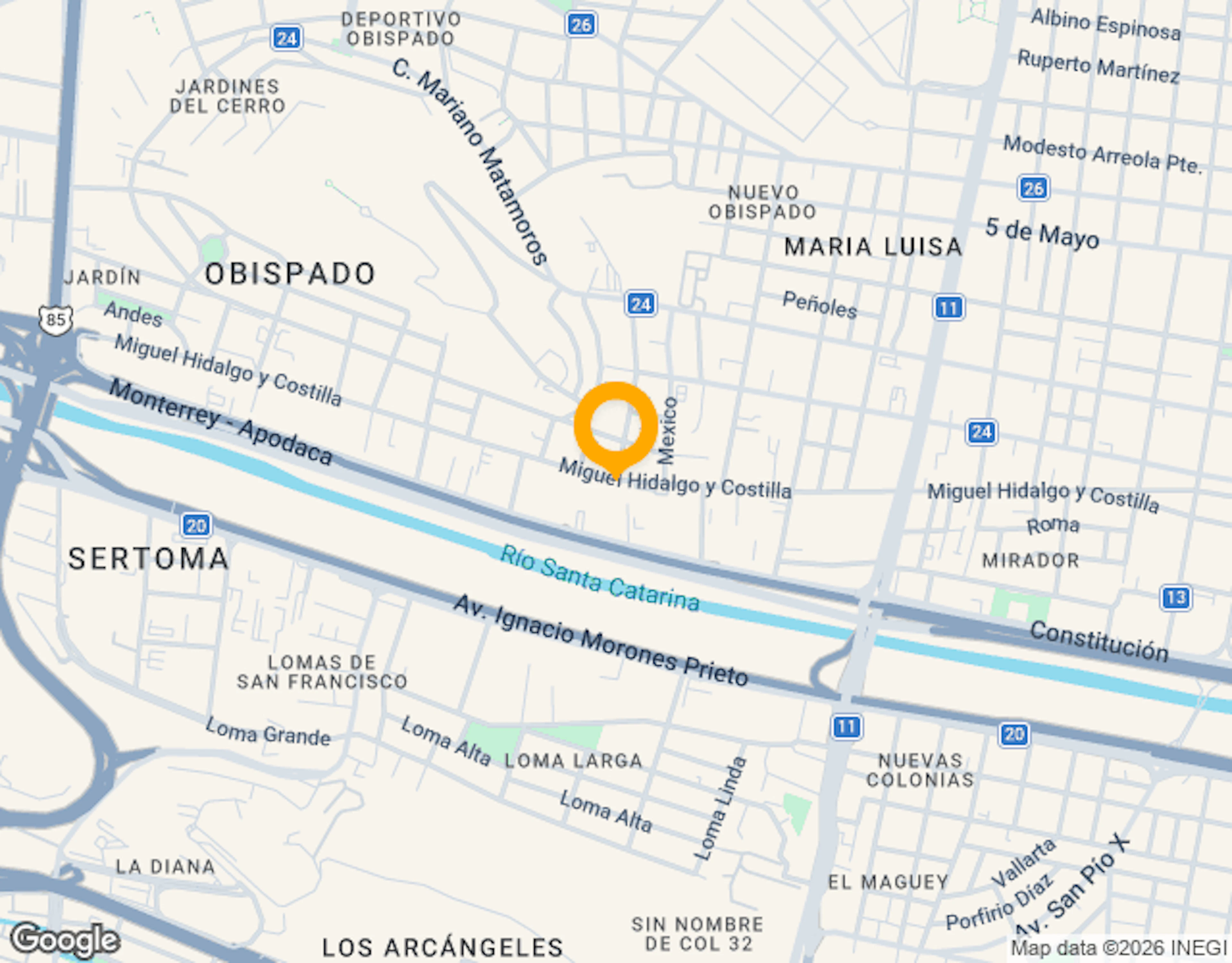 Ubicación de Obispado Monterrey
