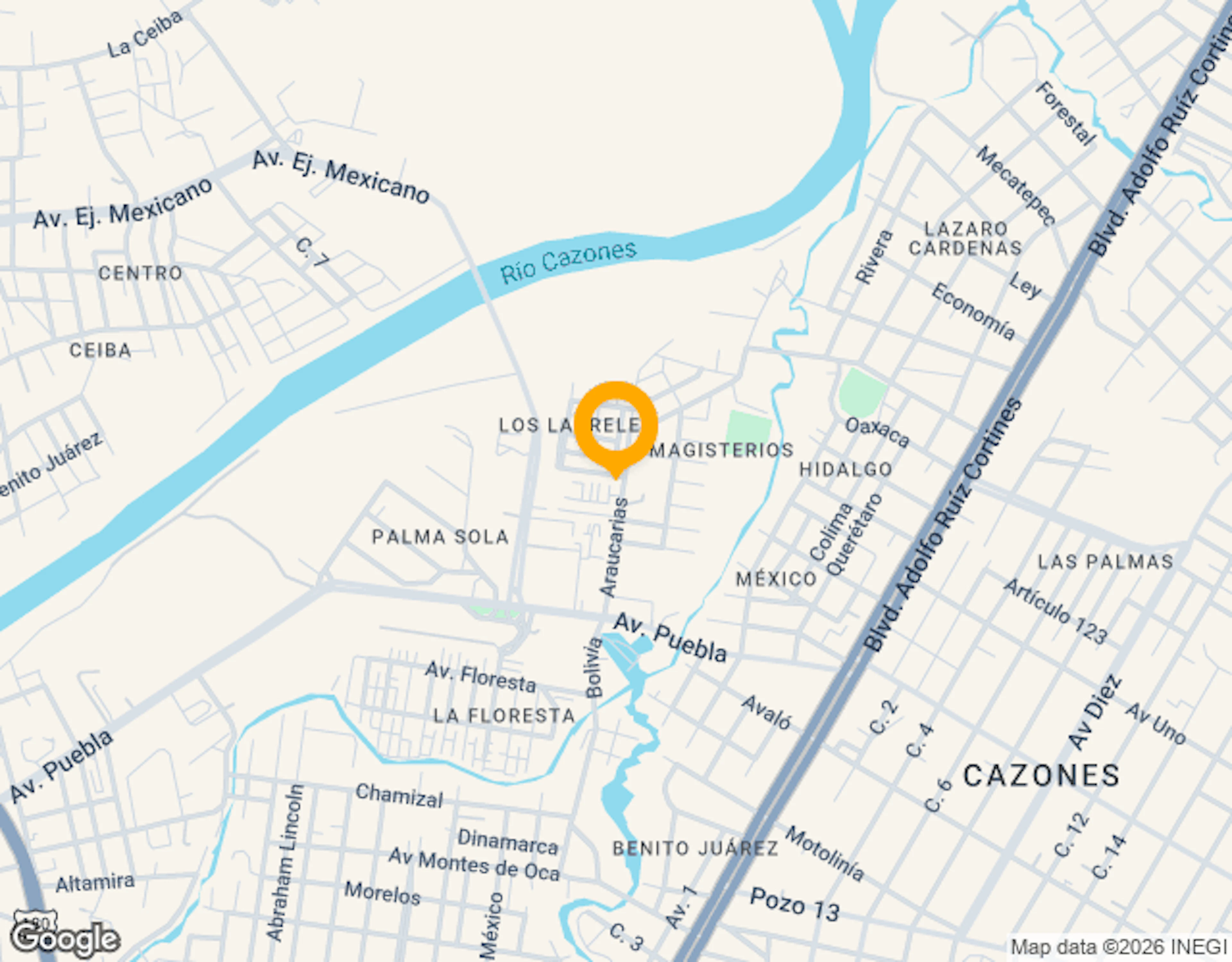 Ubicación de 0592 Av. Puebla Poza Rica
