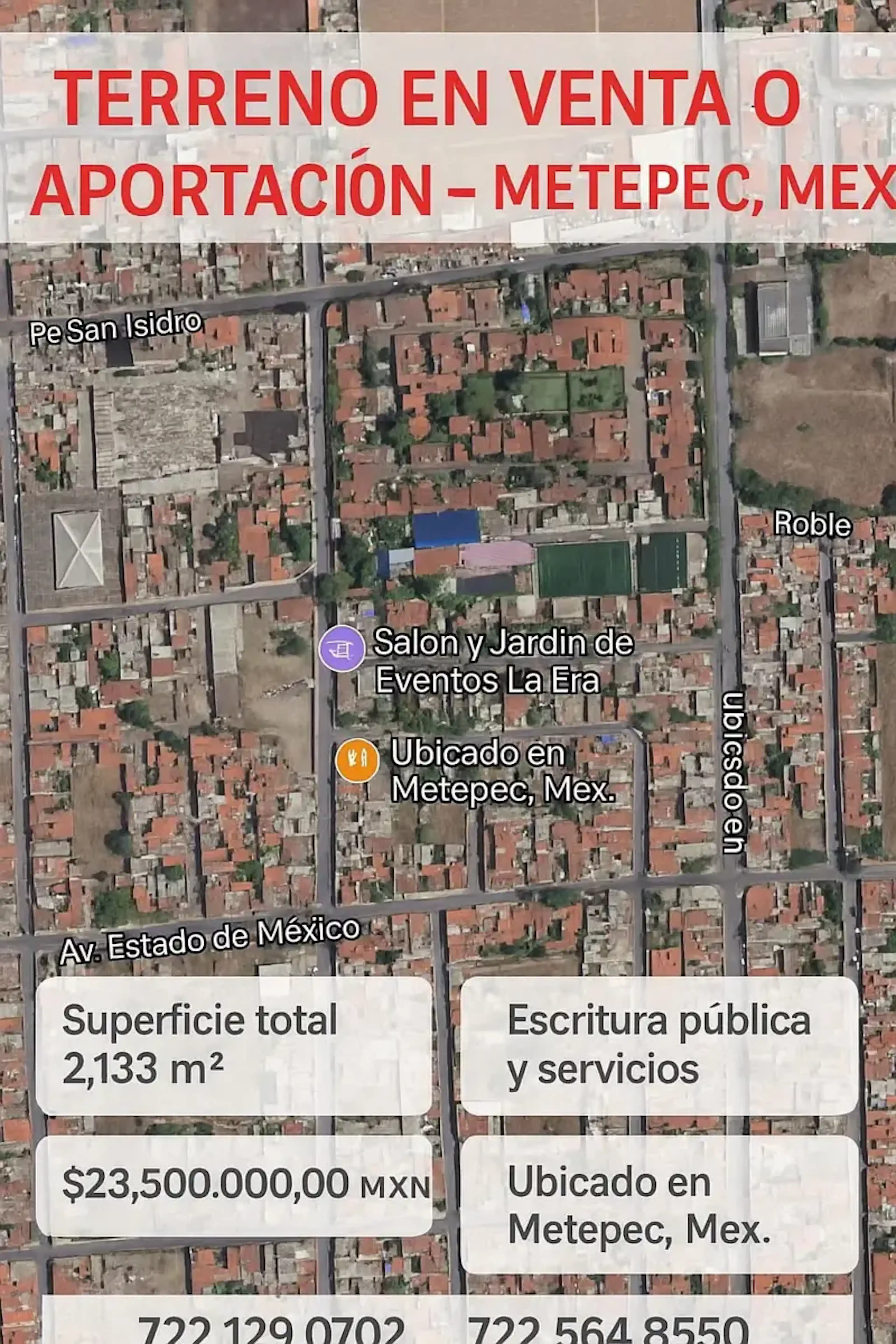 Terreno En Venta En Metepec Centro, Metepec, México