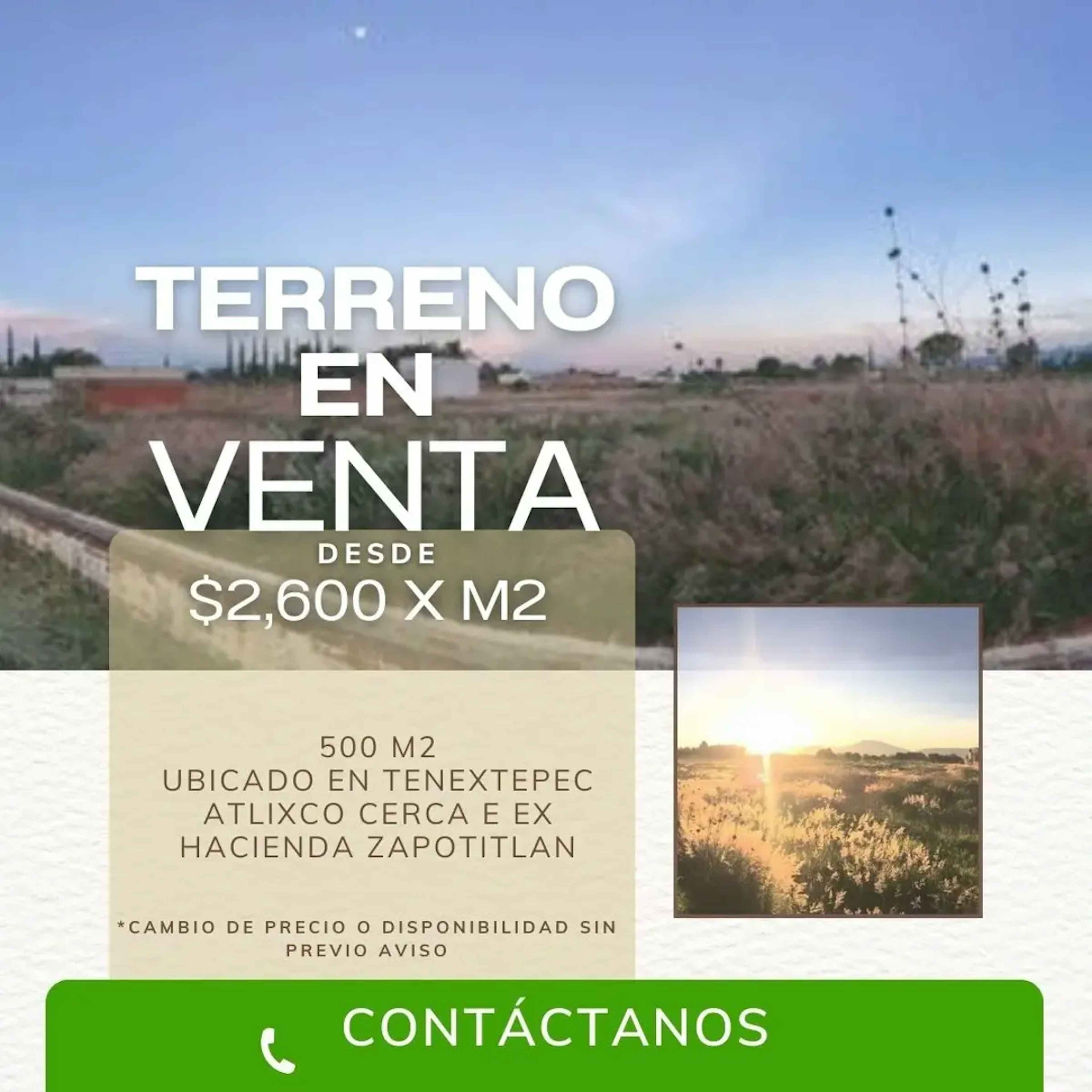 Terreno En Venta En Solares De Tenextepec, Atlixco, Puebla