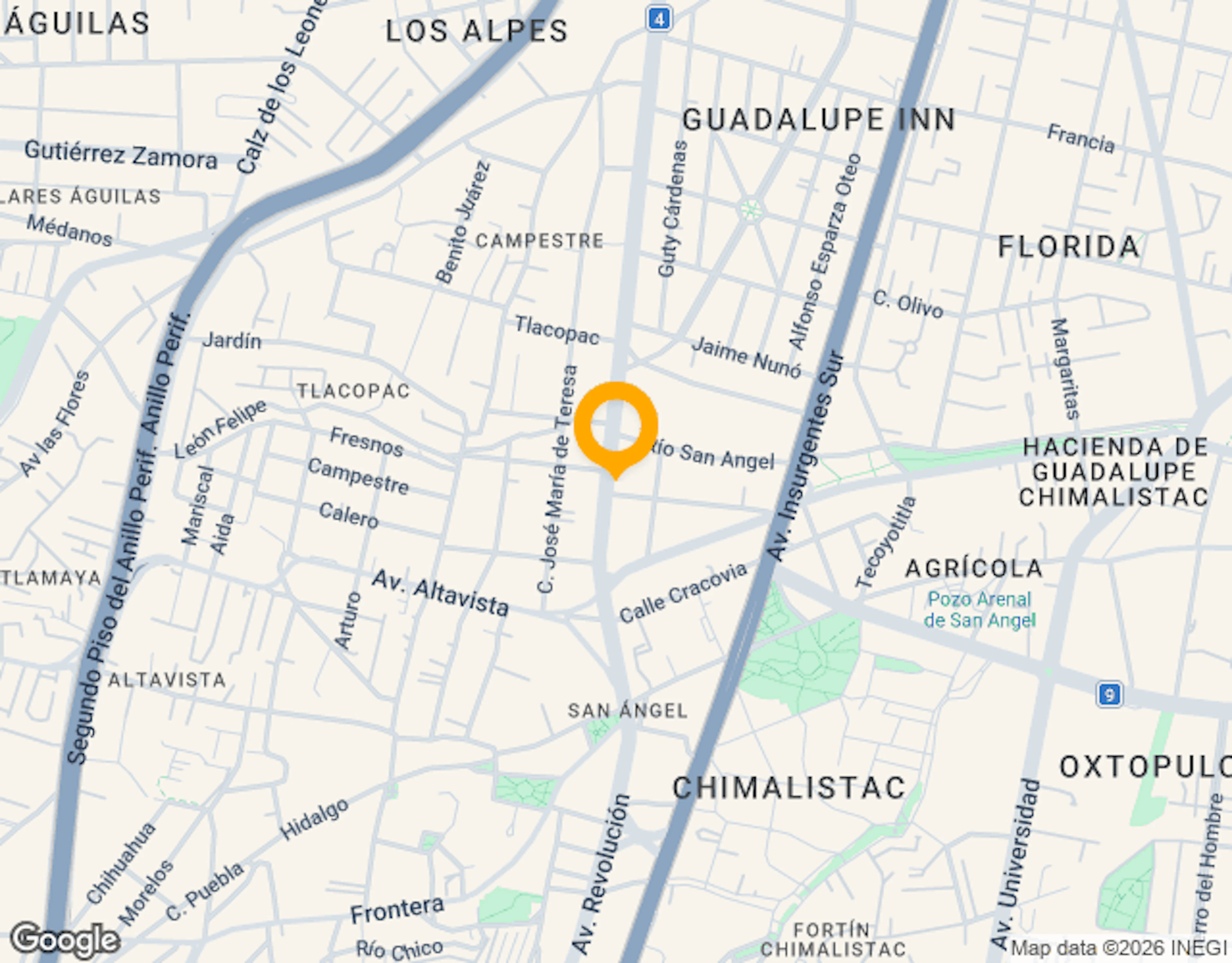 Ubicación de The Club Coworking San Ángel