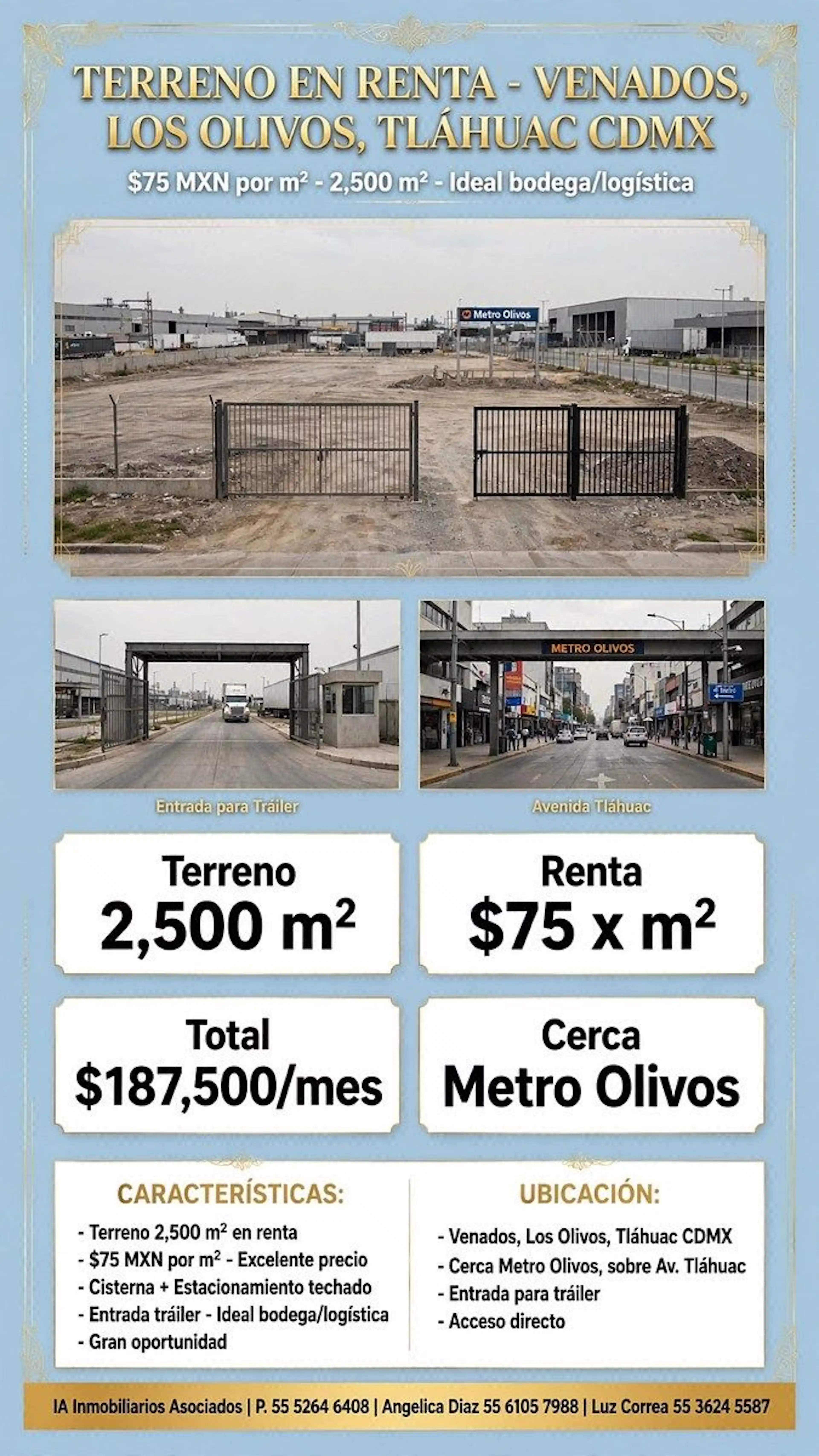 ¡TERRENO EN RENTA! LOS OLIVOS, TLAHUAC,CDMX