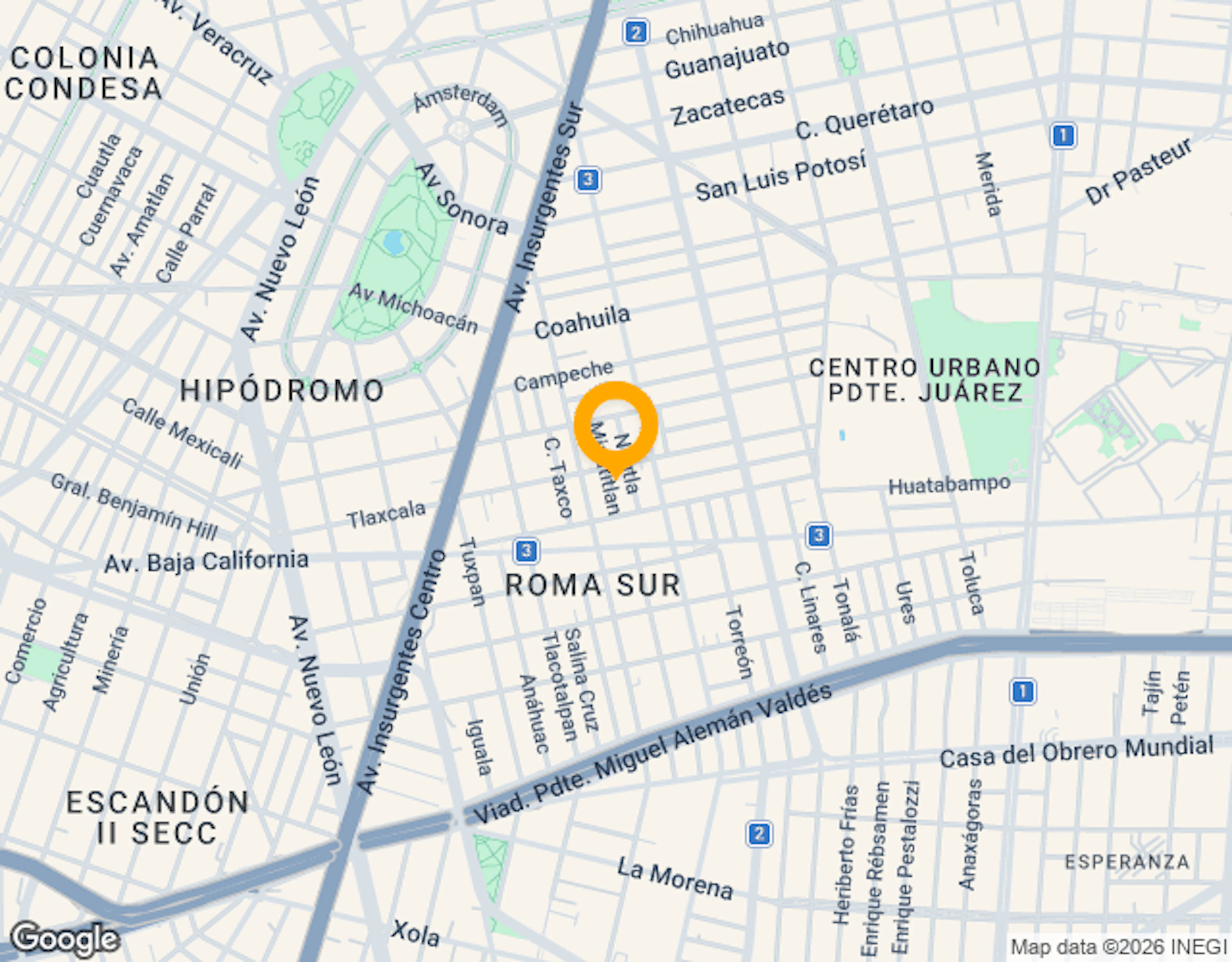 Ubicación de Uotan Roma Norte