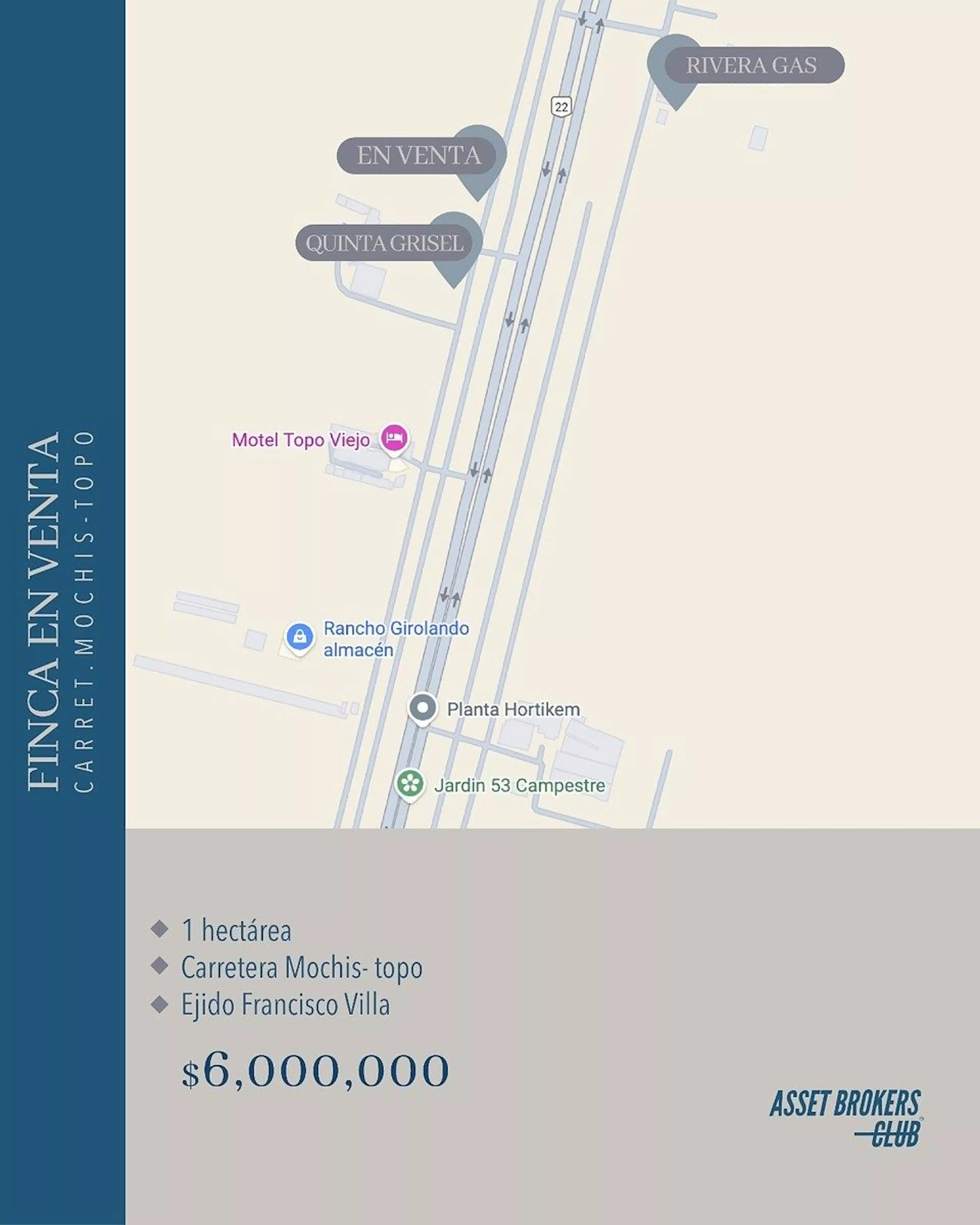 Finca En Venta Carretera Mochis Topo