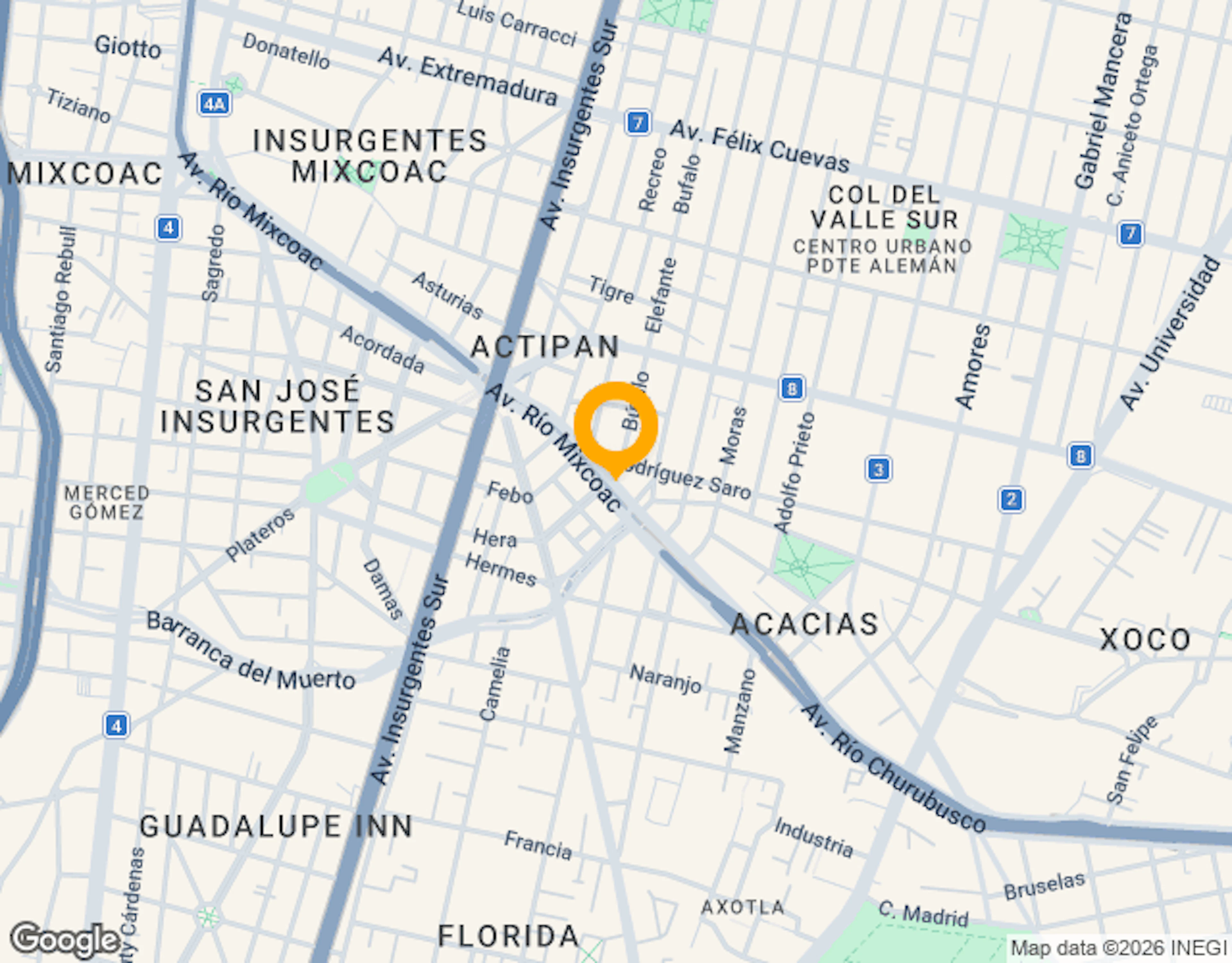 Ubicación de RÍo Mixcoac 108