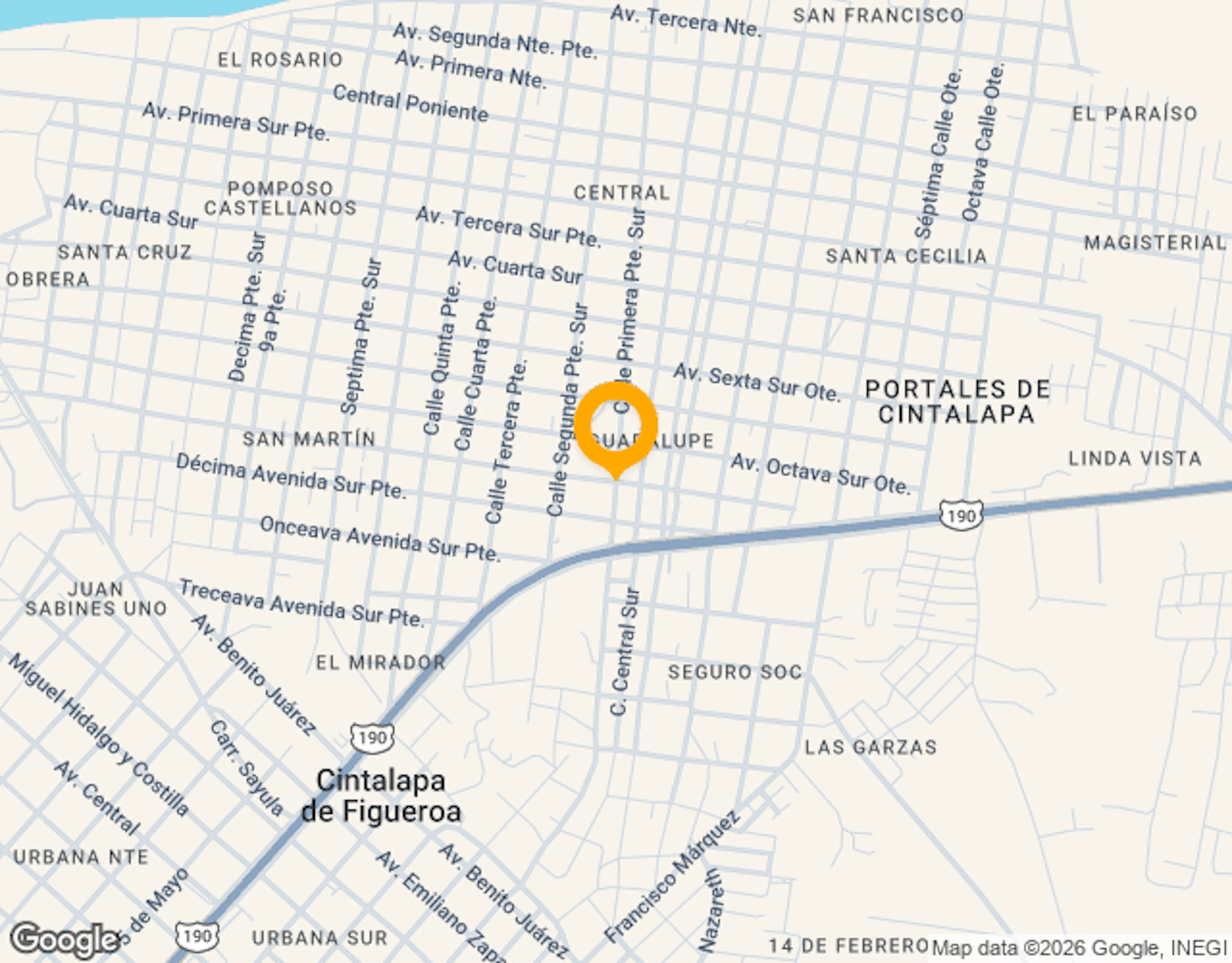 Ubicación de 1623 Barrio De Guadalupe Cintalapa