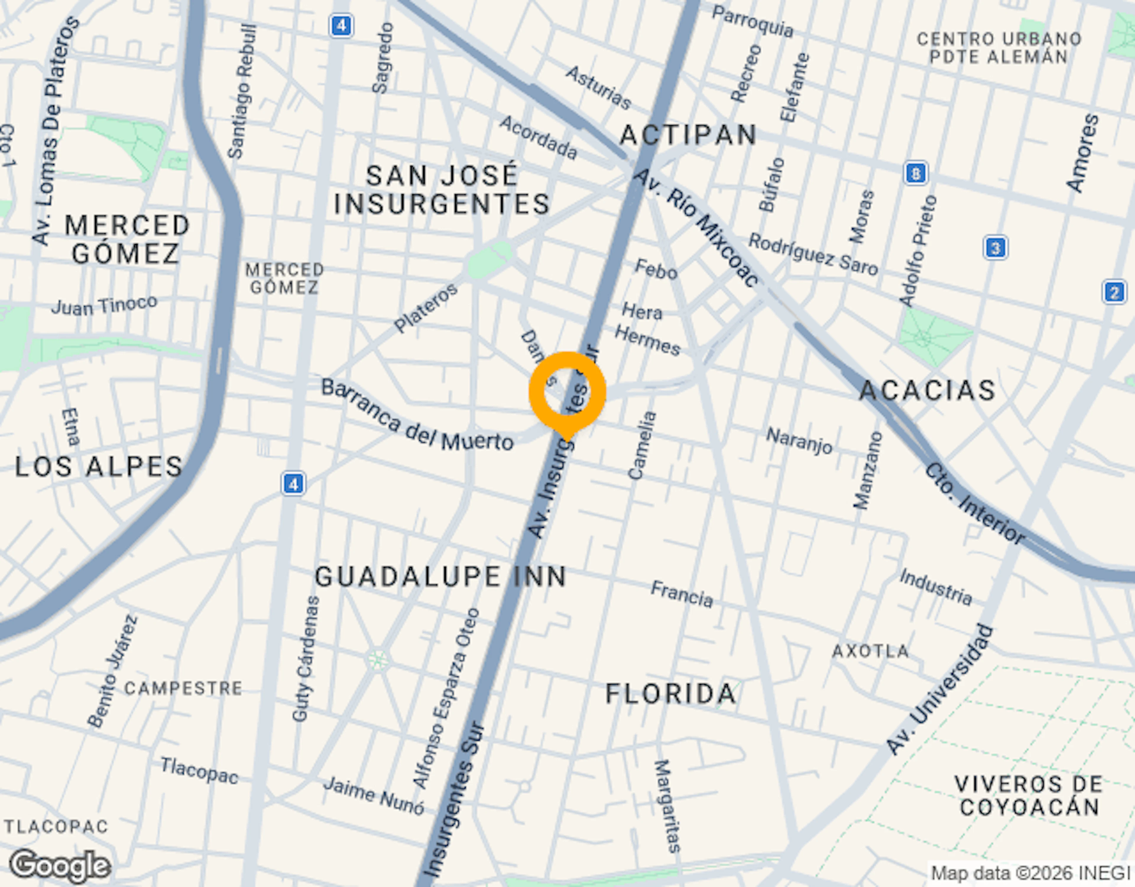 Ubicación de Insurgentes Sur 1662
