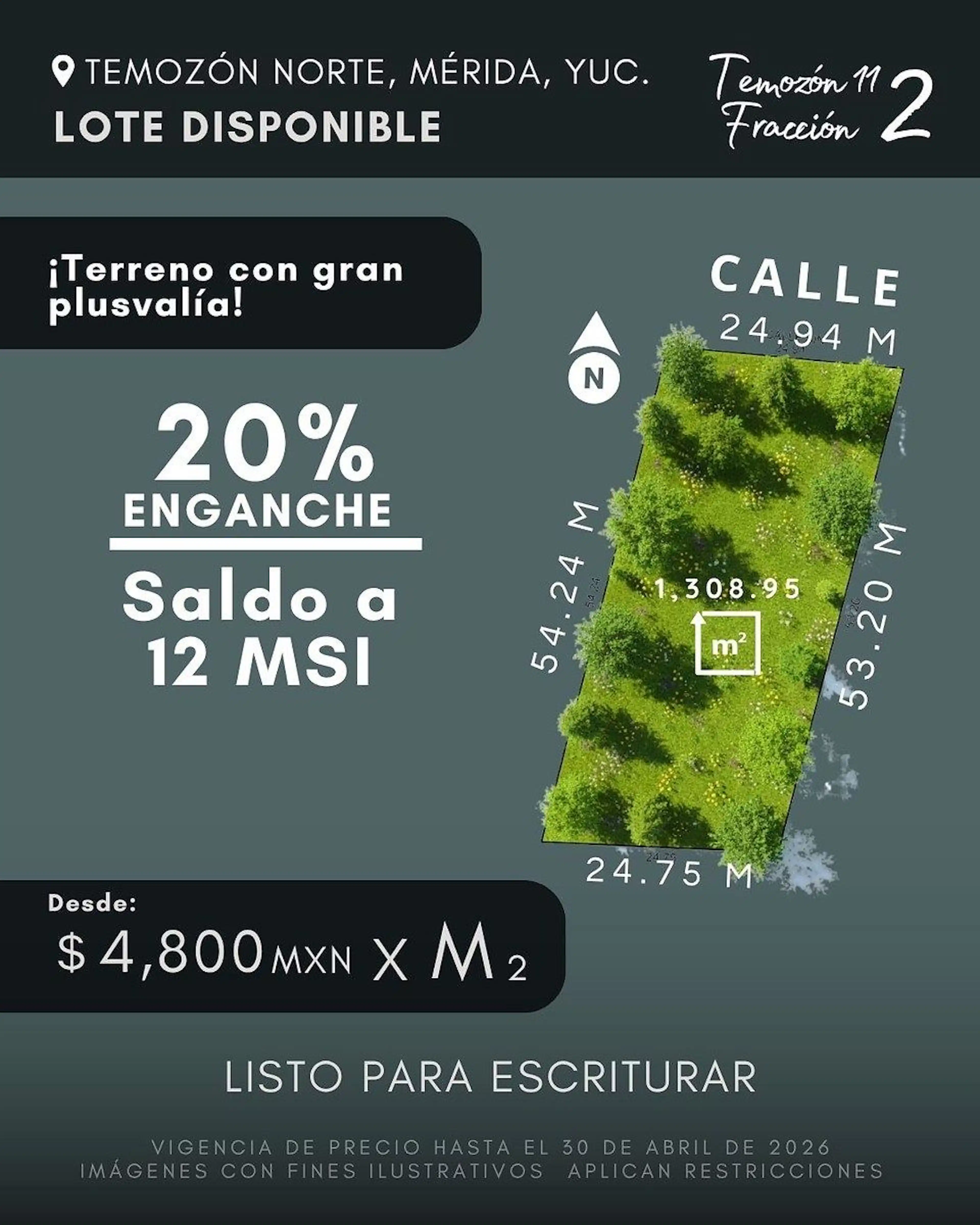 Lote En Venta En Temozón Norte Listo Para Escriturar – 636 M²